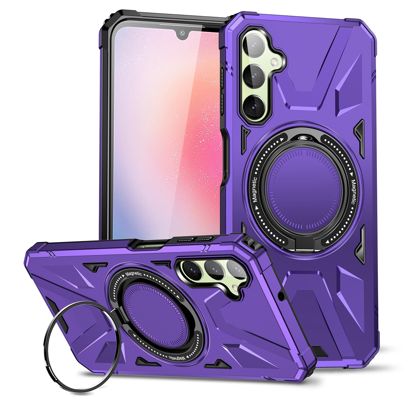For Samsung Galaxy A55 5G Case Magnetic Ring Kickstand TPU+PC Phone Cover For Samsung Galaxy A55 5G Case Magnetic Ring Kickstand TPU+PC Phone Cover